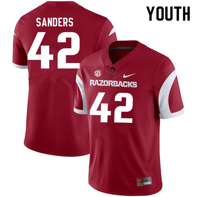 Youth #42 Drew Sanders Arkansas Razorbacks College Football Jerseys Sale-Cardinal